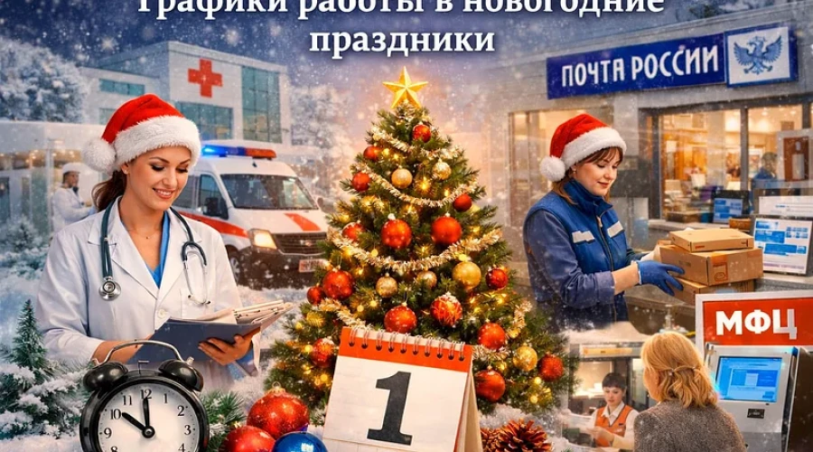 Графики работы поликлиник, МФЦ и почты в новогодние праздники-2026